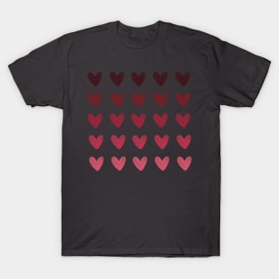 Row of Ombré Pink Hearts Valentines Day T-Shirt